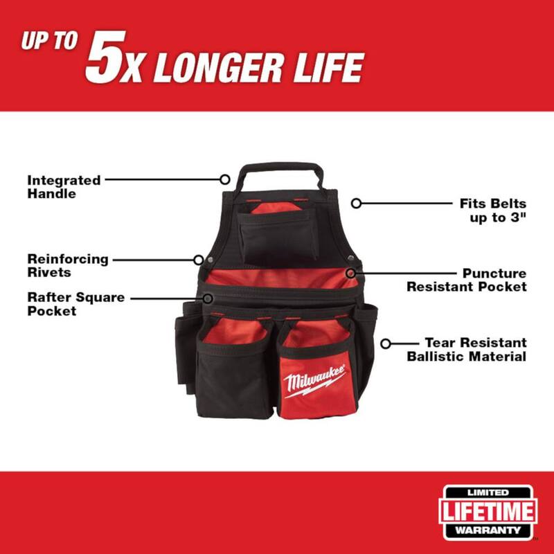 Milwaukee Padded Work Belt with 13 in. Carpenters Pouch (2-Piece) - 48-22-8140-48-22-8121