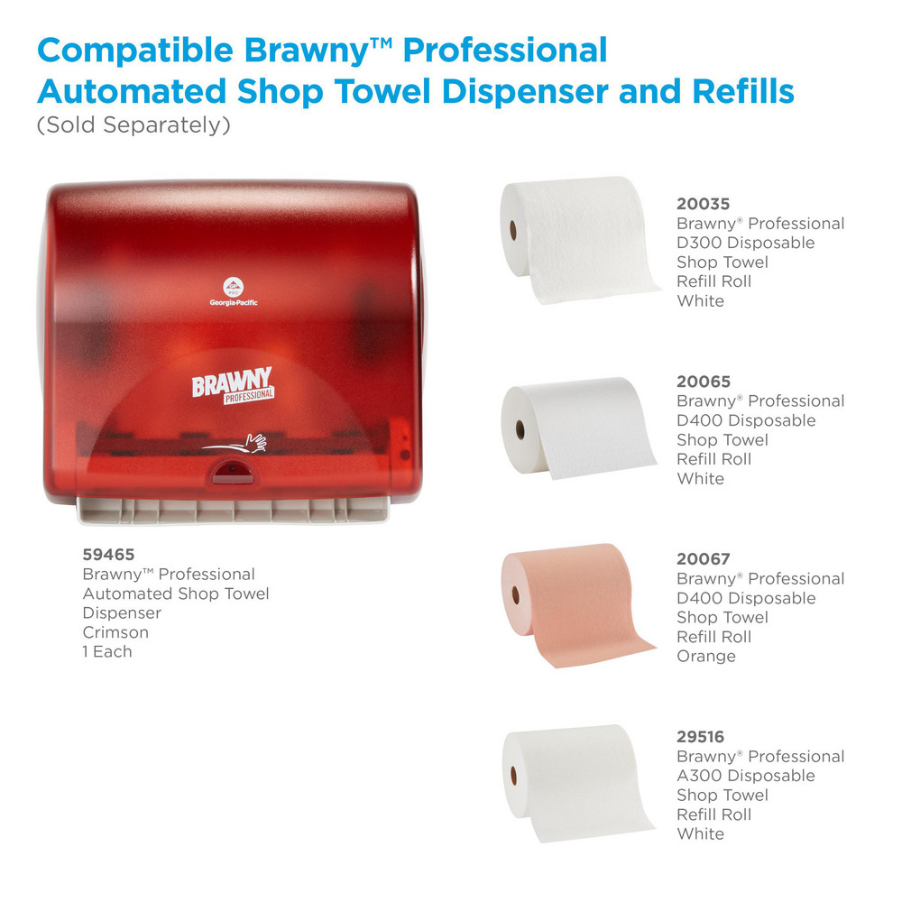 Brawny Professional Brawny Professional D300 Disposable Shop Towel Refills For 59465 Dispenser, White - 20035