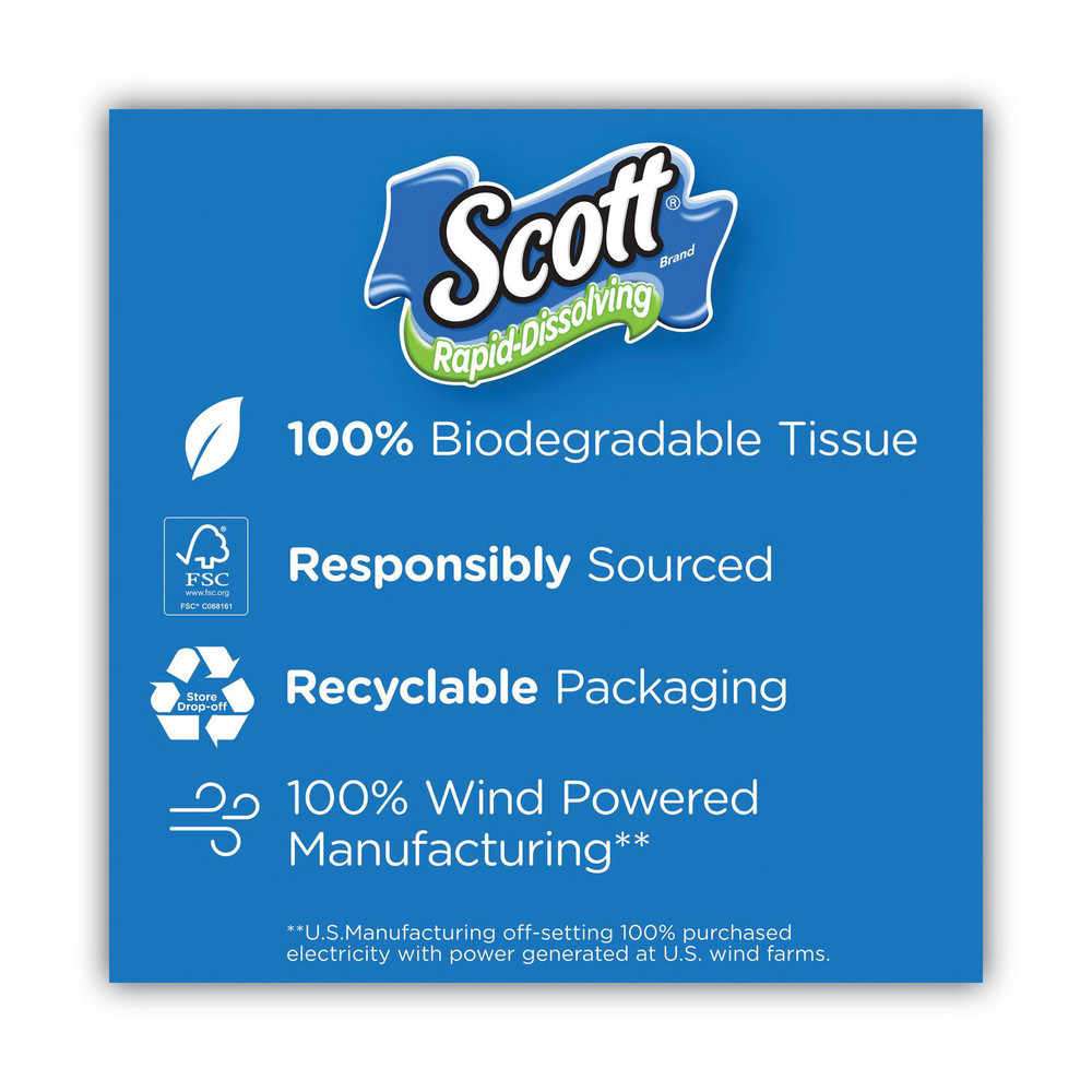 Scott Rapid-Dissolving Toilet Paper, Bath Tissue, Septic Safe, 1-Ply, White, 231 Sheets/Roll, 4/Rolls/Pack, 12 Packs/Carton - KCM47617