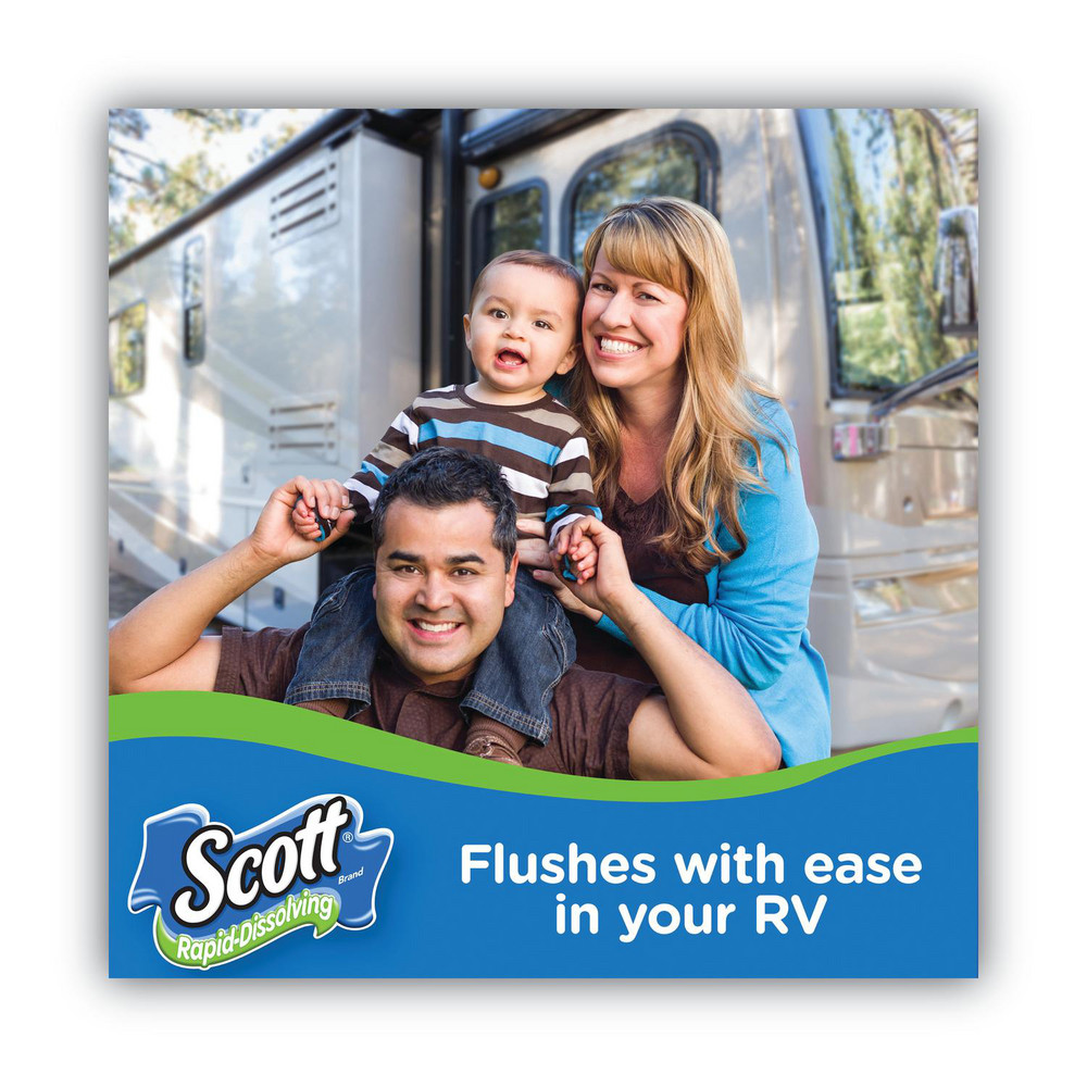 Scott Rapid-Dissolving Toilet Paper, Bath Tissue, Septic Safe, 1-Ply, White, 231 Sheets/Roll, 4/Rolls/Pack, 12 Packs/Carton - KCM47617