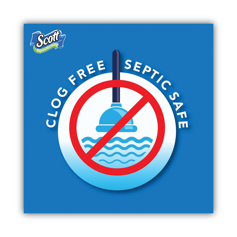 Scott Rapid-Dissolving Toilet Paper, Bath Tissue, Septic Safe, 1-Ply, White, 231 Sheets/Roll, 4/Rolls/Pack, 12 Packs/Carton - KCM47617