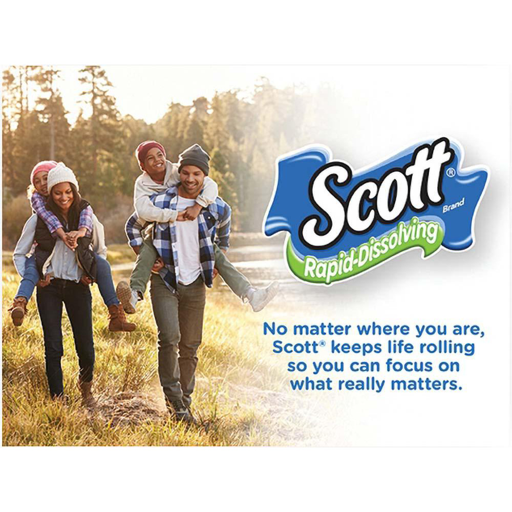 Scott Rapid-Dissolving Toilet Paper, Bath Tissue, Septic Safe, 1-Ply, White, 231 Sheets/Roll, 4/Rolls/Pack, 12 Packs/Carton - KCM47617