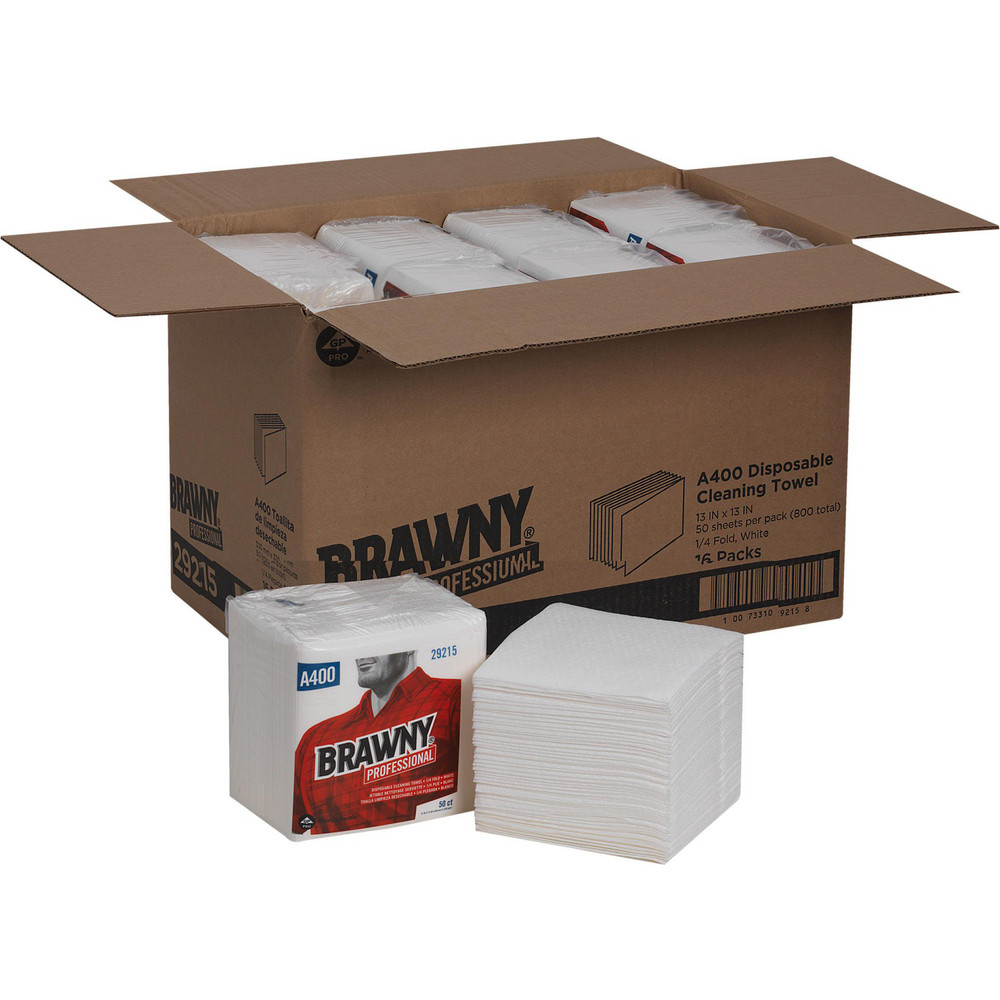 Brawny Professional Brawny Professional A400 Disposable Cleaning Towels, ¼-Fold, White - 29215