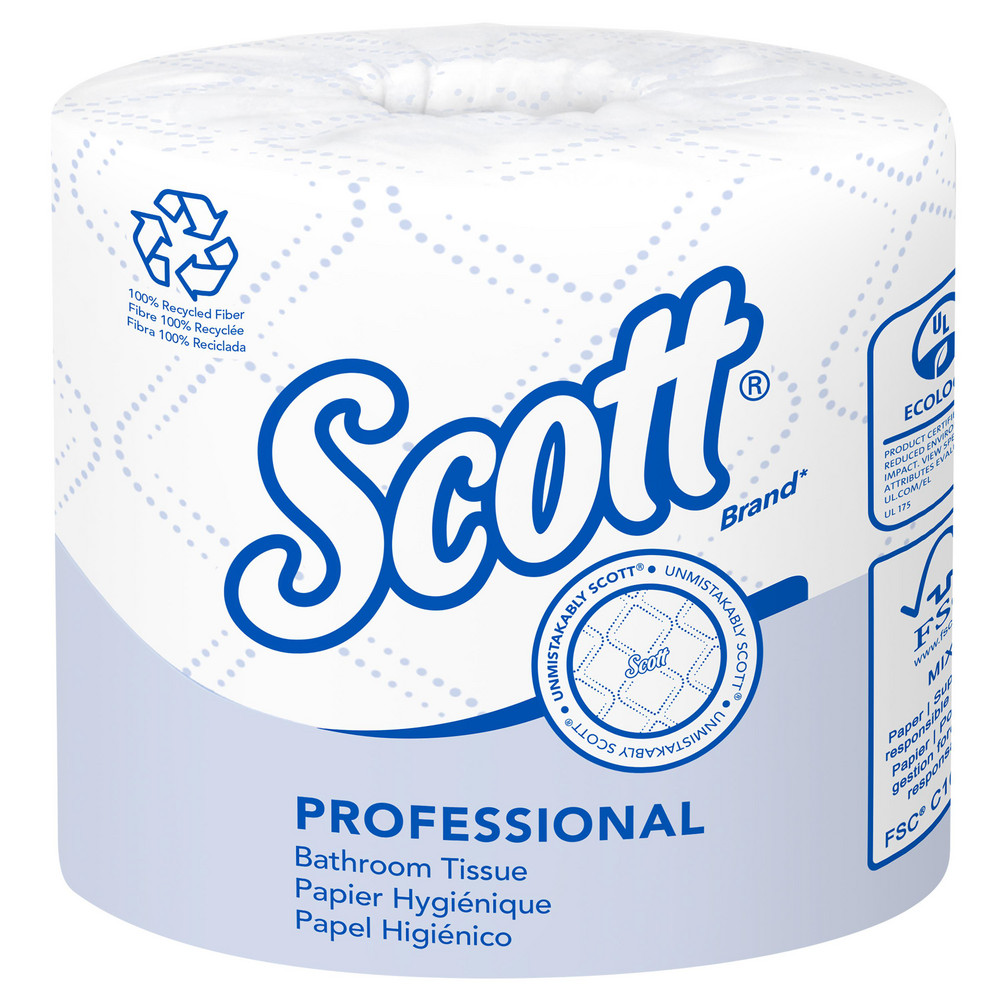 Scott 1000 Bathroom Tissue, Septic Safe, 1-Ply, White, 1,000 Sheets/Roll, 4 Rolls/Pack, 12 Packs/Carton - KCM10183