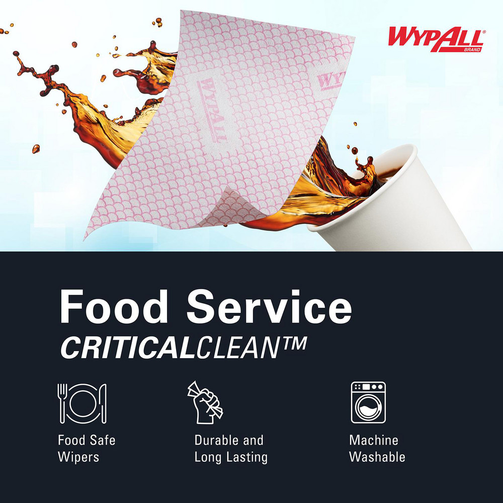 WypAll CriticalClean Heavy Duty Foodservice Cloths, Quarterfold Towels, Red - 51634