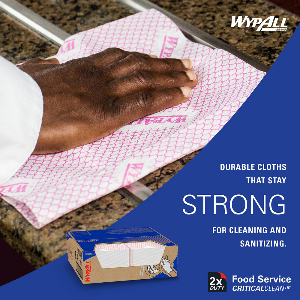 WypAll CriticalClean Heavy Duty Foodservice Cloths, Quarterfold Towels, Red - 51634