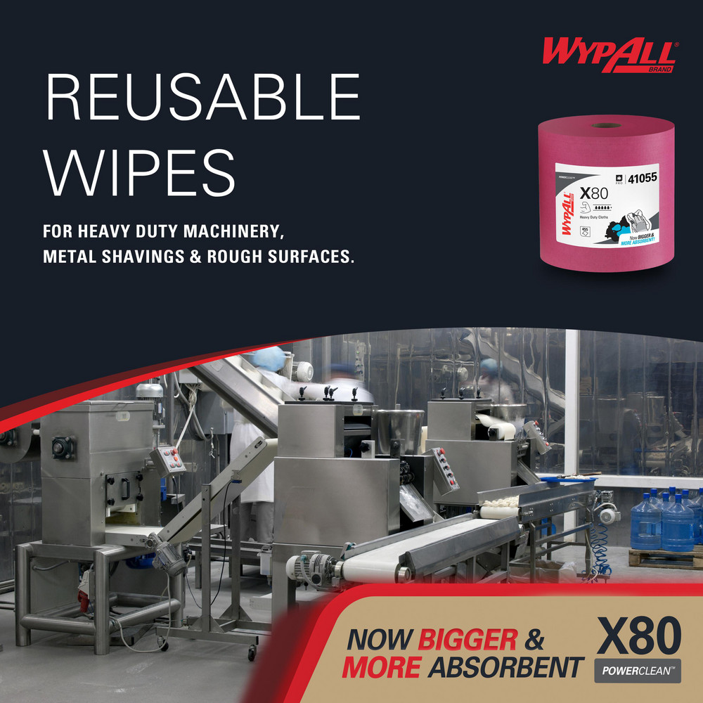 WypAll X80   Shop Towel/Industrial Wipes: Dry, 455 Ct - 41055
