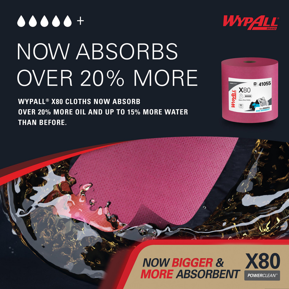 WypAll X80   Shop Towel/Industrial Wipes: Dry, 455 Ct - 41055