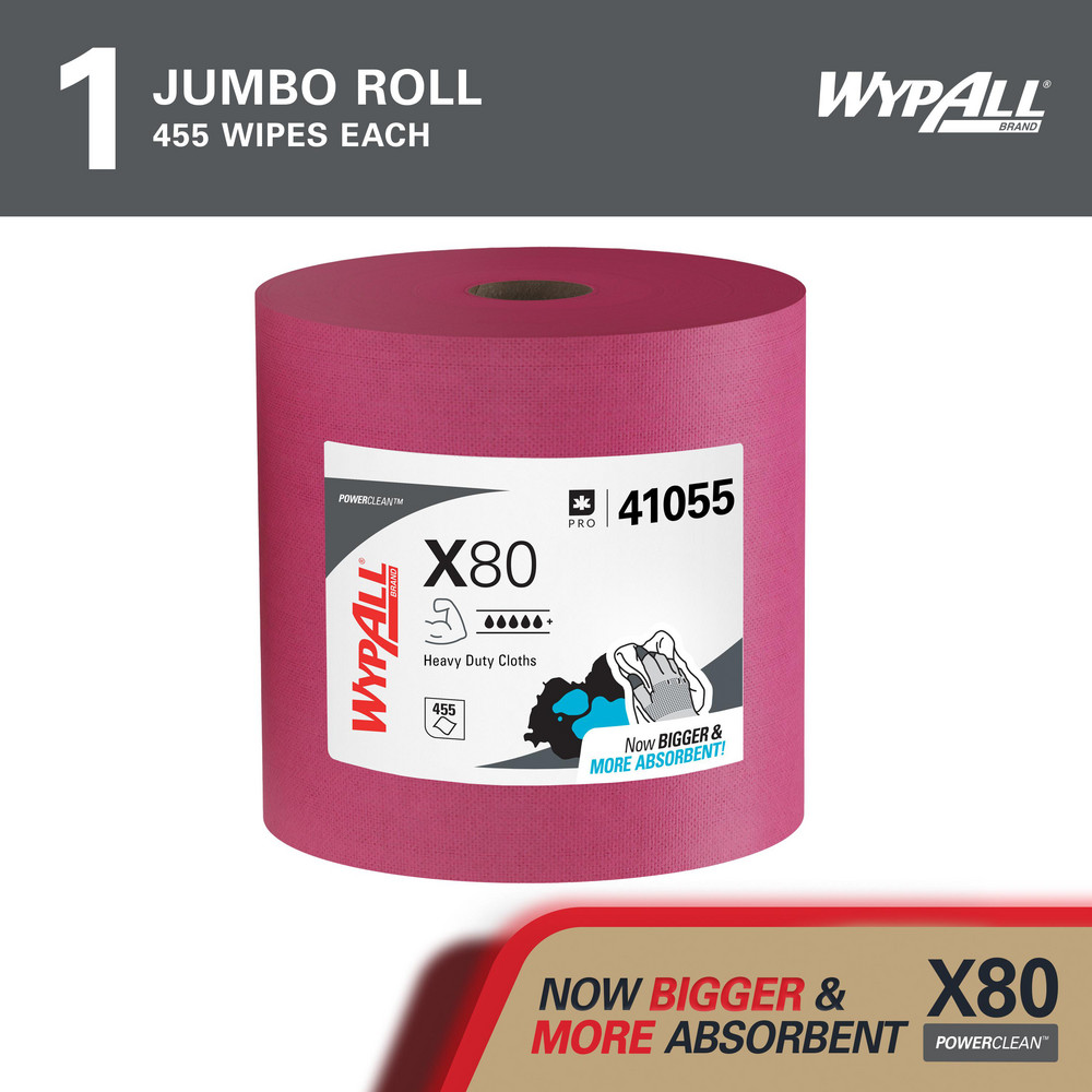 WypAll X80   Shop Towel/Industrial Wipes: Dry, 455 Ct - 41055