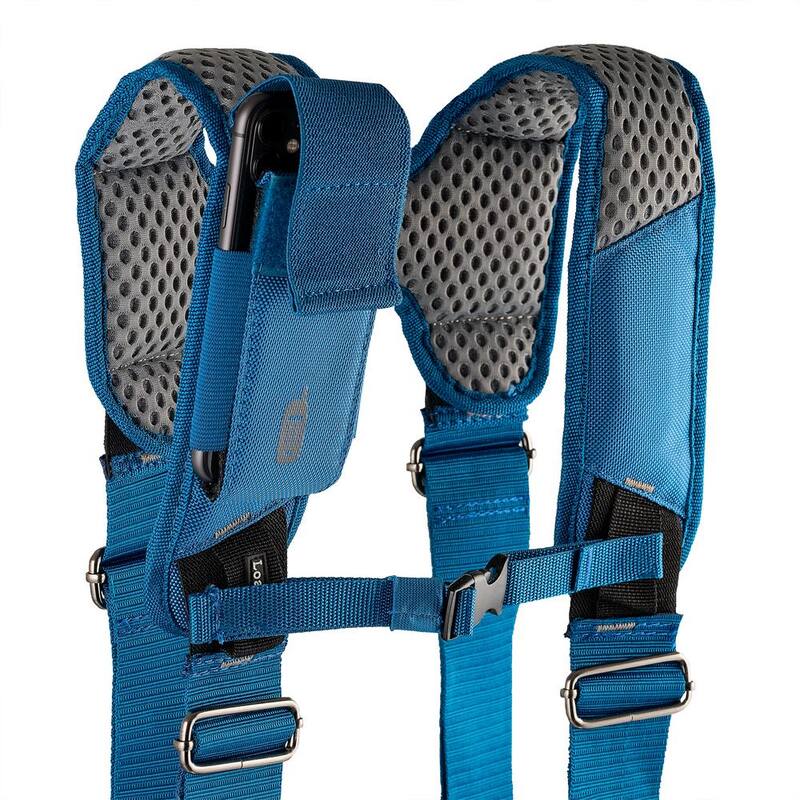 BUCKET BOSS 2-Bag Hybrid Suspension Rig Work Tool Belt with Suspenders in Blue - 55505-RB