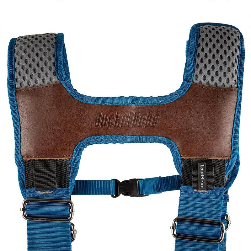 BUCKET BOSS 2-Bag Hybrid Suspension Rig Work Tool Belt with Suspenders in Blue - 55505-RB
