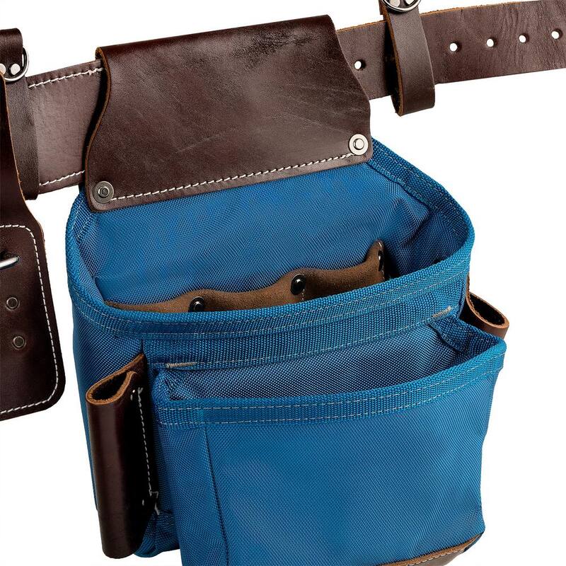 BUCKET BOSS 2-Bag Hybrid Suspension Rig Work Tool Belt with Suspenders in Blue - 55505-RB