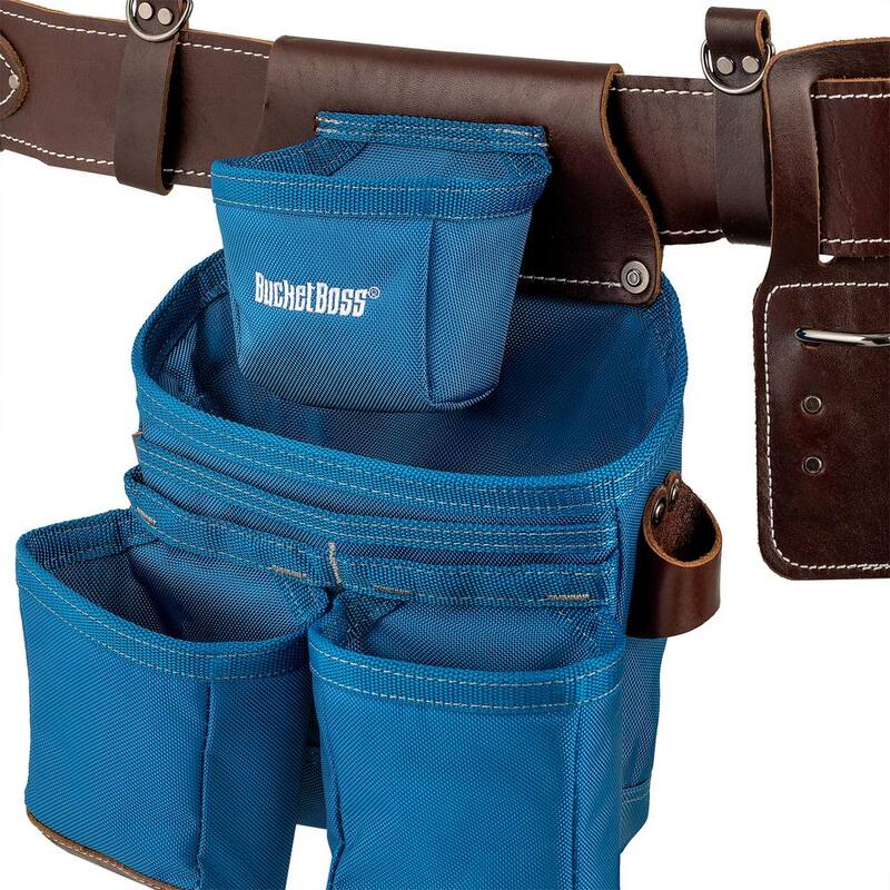 BUCKET BOSS 2-Bag Hybrid Suspension Rig Work Tool Belt with Suspenders in Blue - 55505-RB