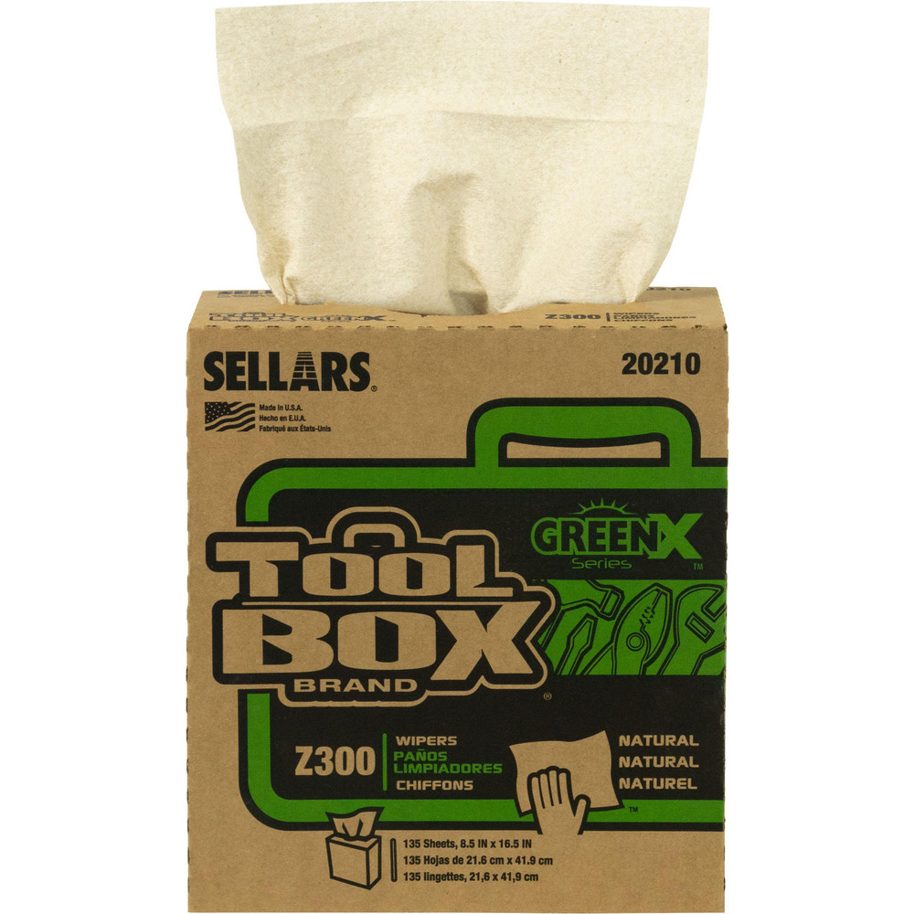 Sellars TOOLBOX Z300 GREENX Wipers: Dry, 135 Sheets/Box, Pop-Up Box, 16.5" x 8.5", Natural - 20210