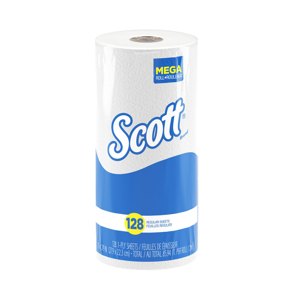 Scott Kitchen Paper Towels with Quick Absorbing Ridges, White, Perforated Standard Paper Towel Rolls - 47031