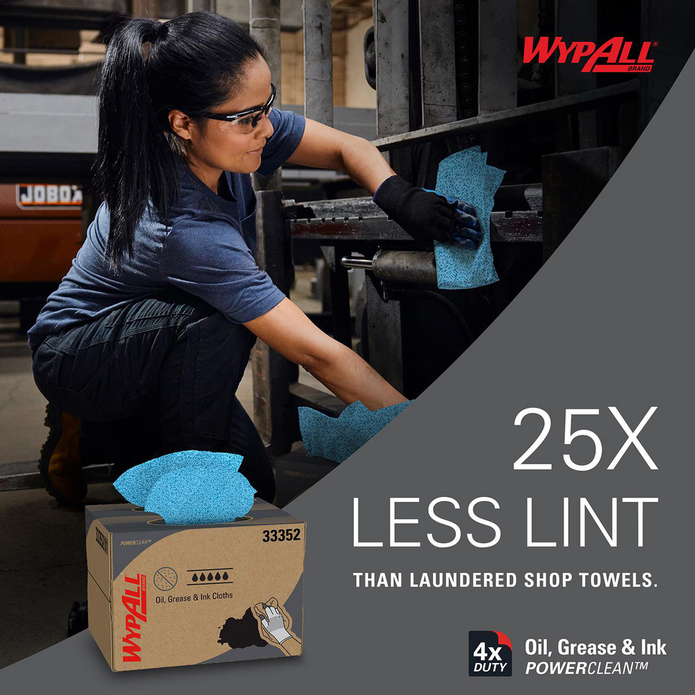 WypAll Oil, Grease & Ink Cloths, Quarterfold, Lint-Free Towels, Blue - 33560