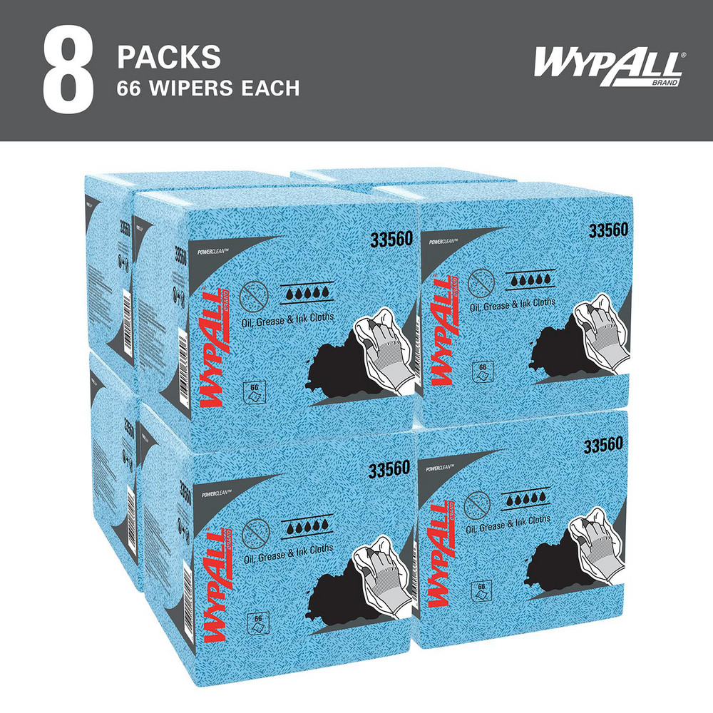 WypAll Oil, Grease & Ink Cloths, Quarterfold, Lint-Free Towels, Blue - 33560