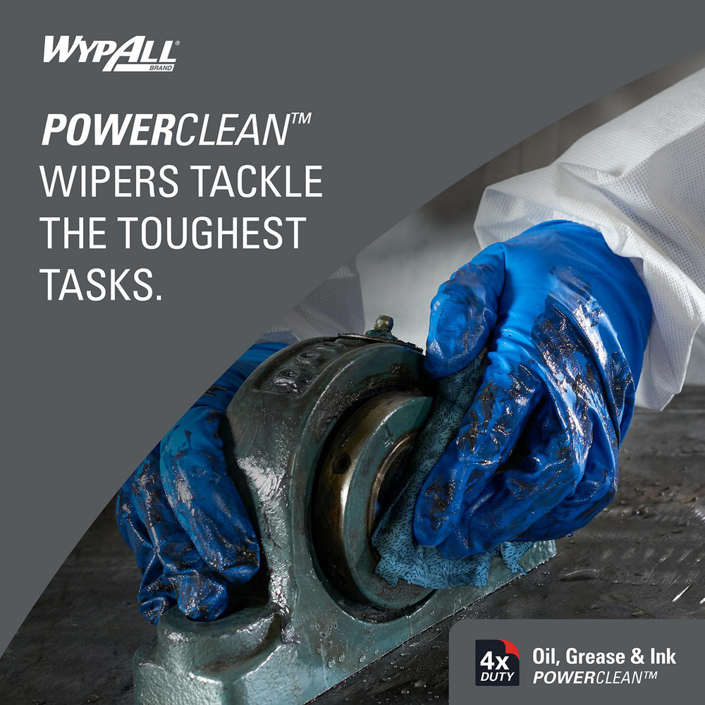 WypAll Oil, Grease & Ink Cloths, Quarterfold, Lint-Free Towels, Blue - 33560