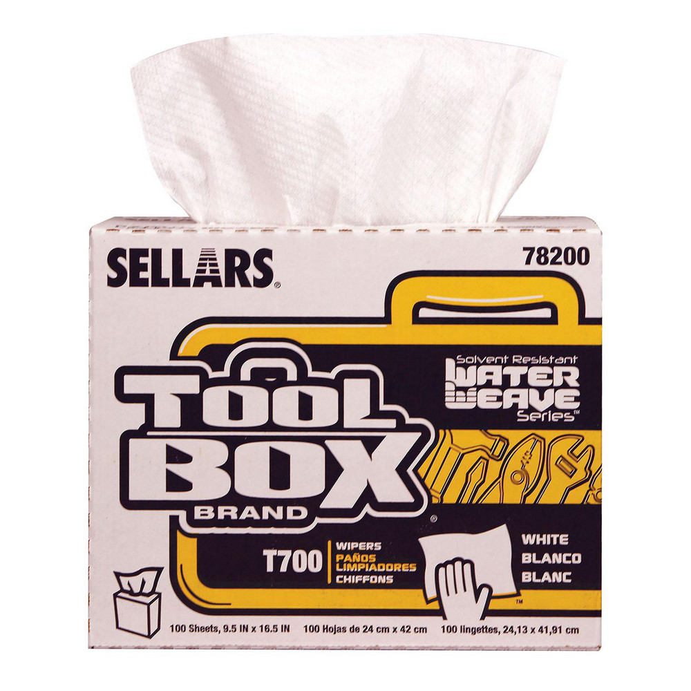 Sellars TOOLBOX WaterWeave T700 Wipers: Dry, 100 Sheets/Box, Pop-Up Box, 16.5" x 8.27", White - 78200