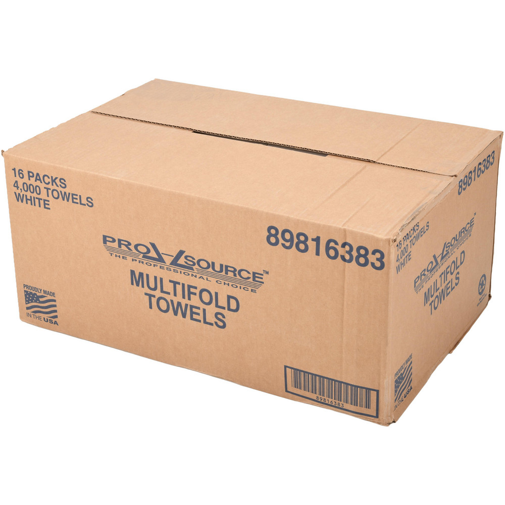 PRO-SOURCE Paper Towels: Multifold, 16 Rolls, 1 Ply, Recycled Fiber, White - 89816383