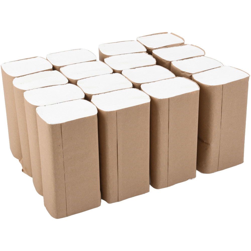 PRO-SOURCE Paper Towels: Multifold, 16 Rolls, 1 Ply, Recycled Fiber, White - 89816383