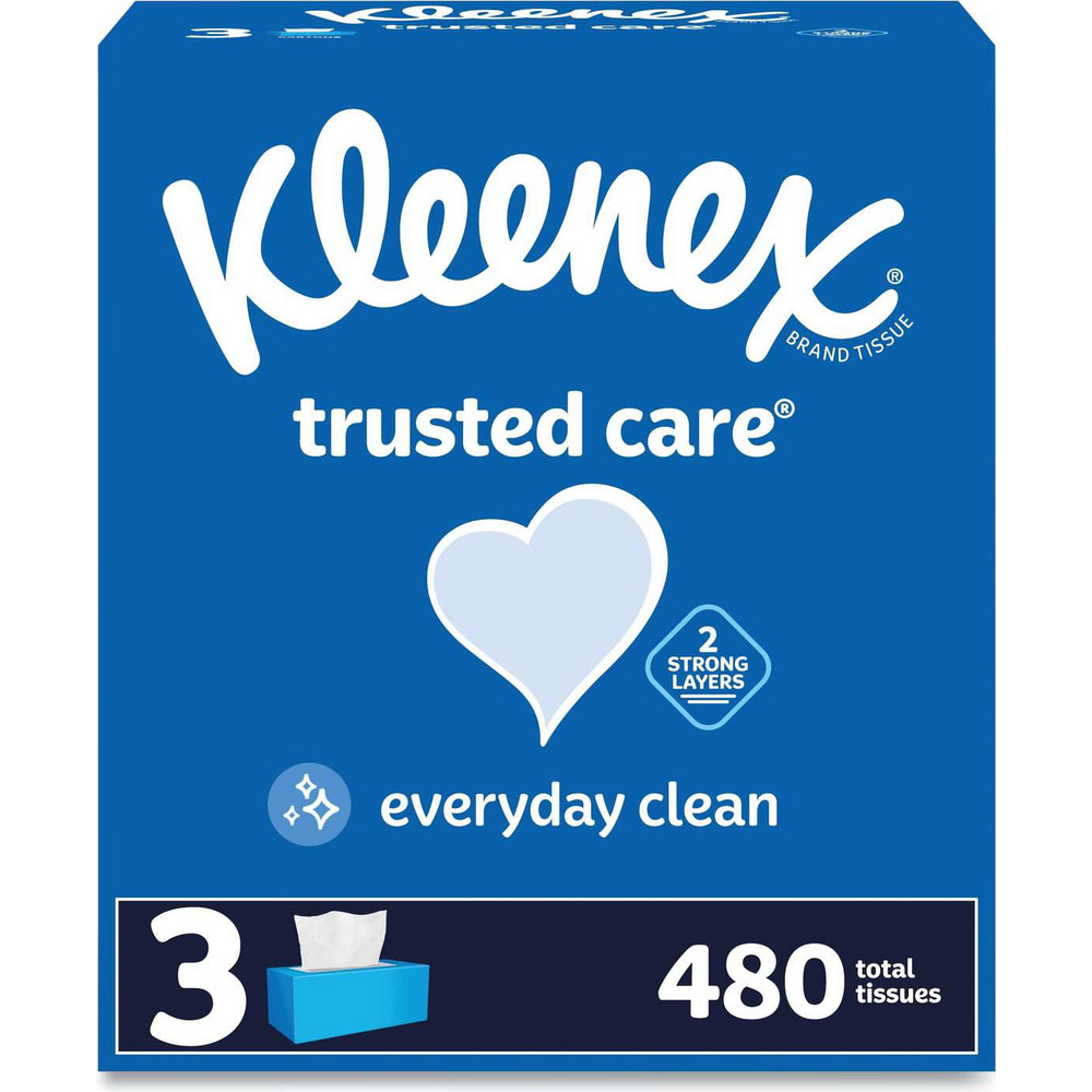 Kleenex Trusted Care Facial Tissue, 2-Ply, White, 160 Sheets/Box, 3 Boxes/Pack, 12 Packs/Carton - KCM54303