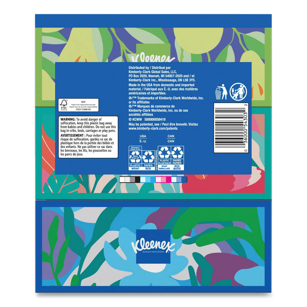 Kleenex Trusted Care Facial Tissue, 2-Ply, White, 160 Sheets/Box, 3 Boxes/Pack, 12 Packs/Carton - KCM54303