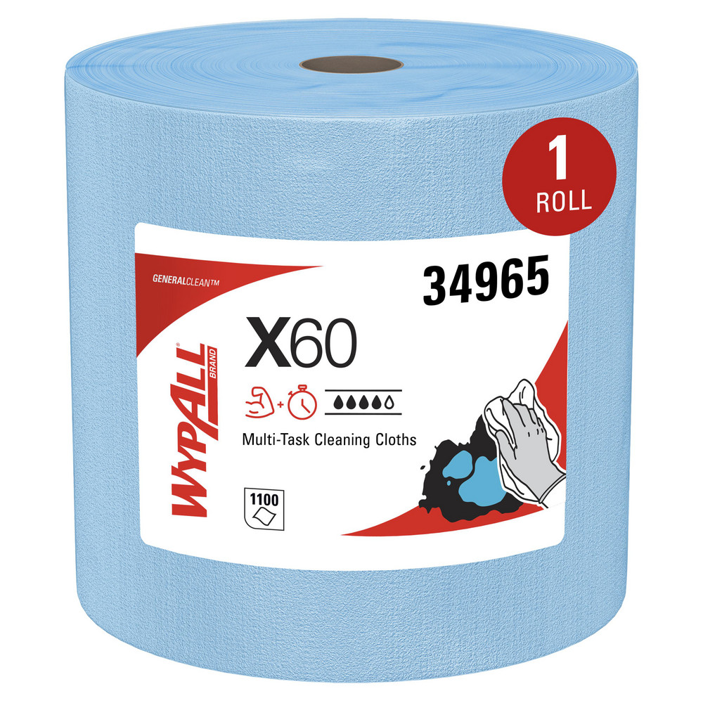 WypAll GeneralClean X60 Multi-Task Cleaning Cloths, Small Roll, Strong & Absorbent Towels, White - 35421