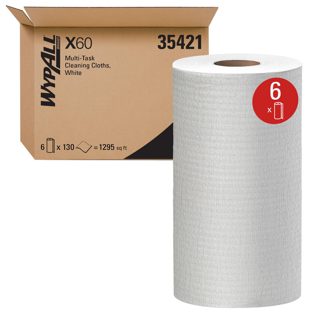 WypAll GeneralClean X60 Multi-Task Cleaning Cloths, Small Roll, Strong & Absorbent Towels, White - 35421