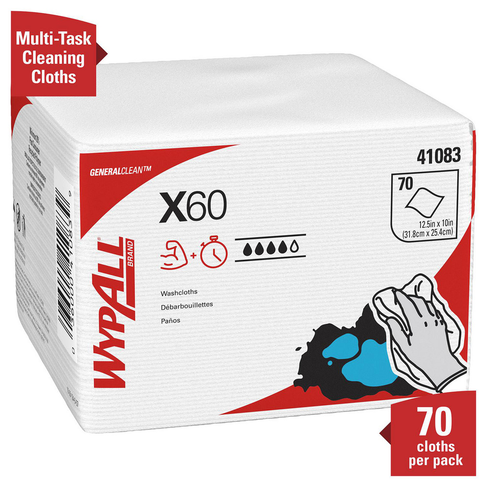 WypAll GeneralClean X60 Multi-Task Cleaning Cloths, Quarterfold, Strong & Absorbent Towels, White - 41083