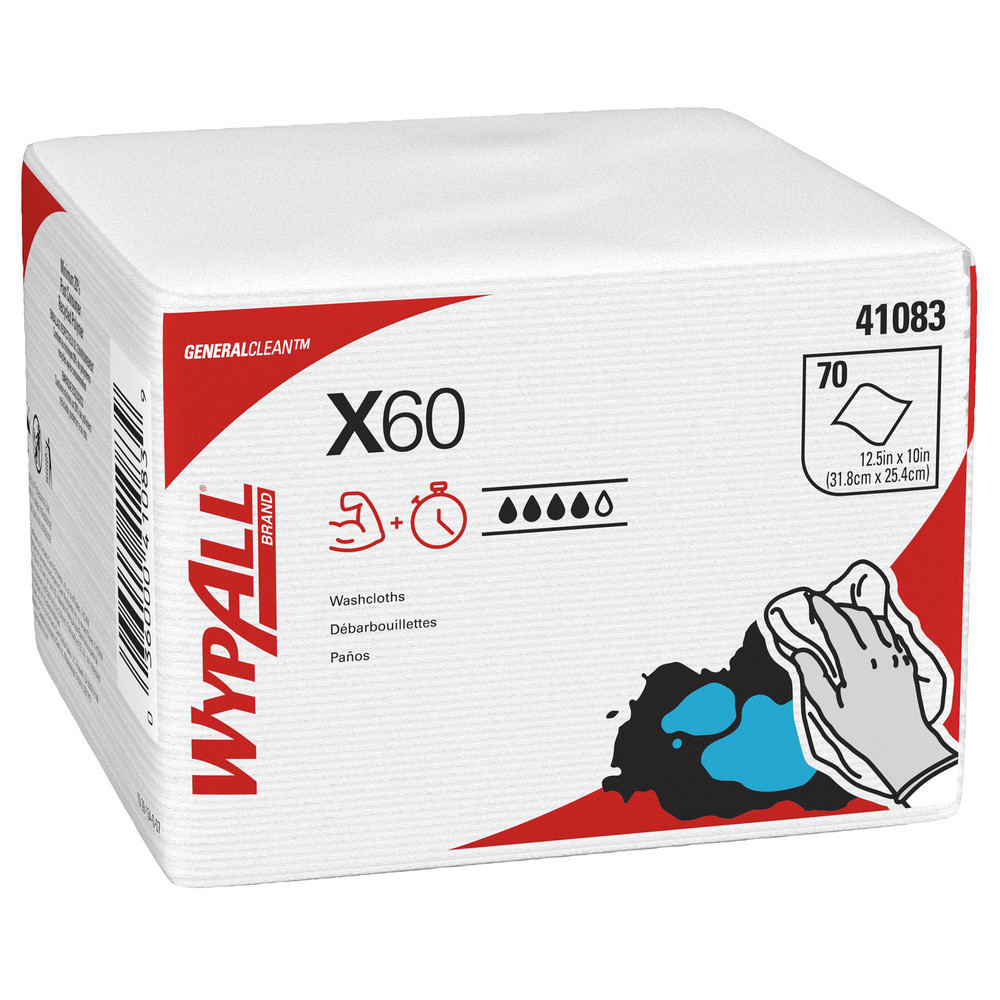 WypAll GeneralClean X60 Multi-Task Cleaning Cloths, Quarterfold, Strong & Absorbent Towels, White - 41083