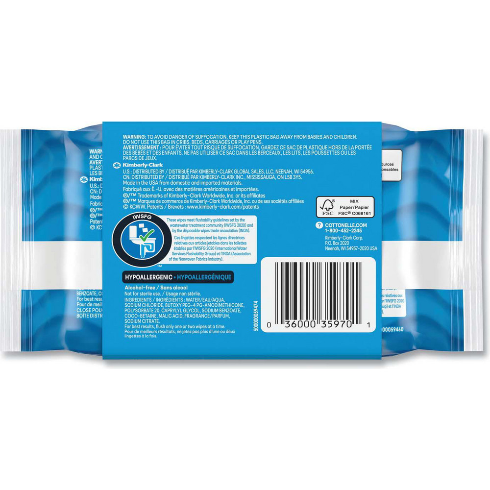 Cottonelle Fresh Care Flushable Cleansing Cloths, 1-Ply, 3.73 x 5.5, White, 84/Pack - KCM35970PK