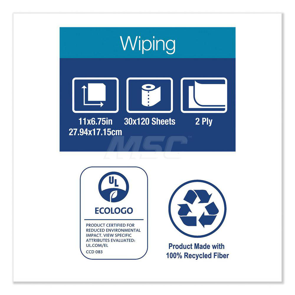 Tork Paper Towels: Perforated Roll, Roll, 2 Ply, Recycled Fiber, White - TRKHB9201