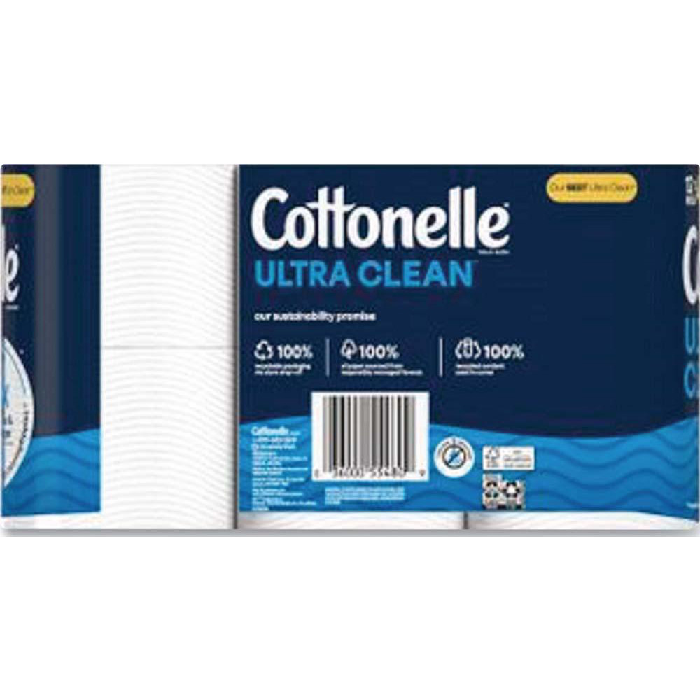 Cottonelle Ultra CleanCare Toilet Paper, Strong Bath Tissue, Septic Safe, 1-Ply, White, 284 Sheets/Roll, 12 Rolls/Pack, 4 Packs/Carton - KCM55480