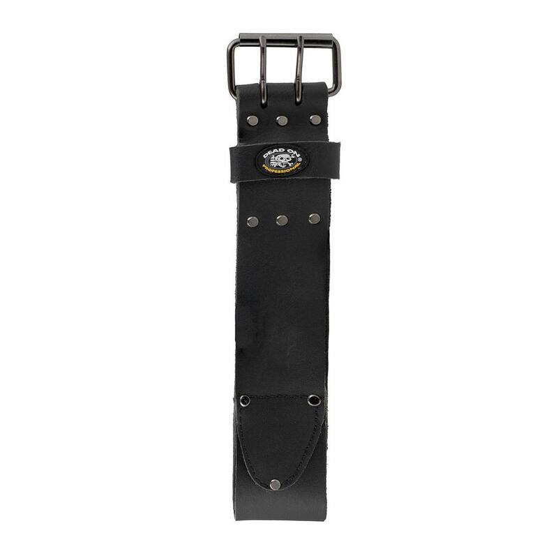 DEAD ON TOOLS 3 in. Wide Oil Tan Tool Belt in Black Saddle Leather with Double Tongue Roller Buckle - HD222222