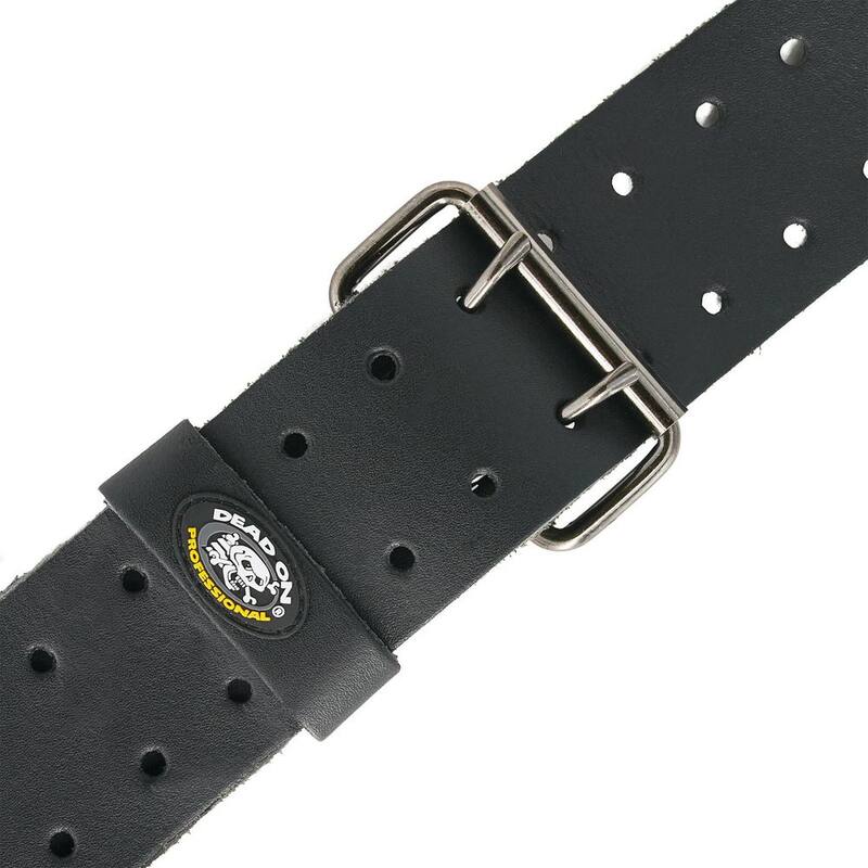 DEAD ON TOOLS 3 in. Wide Oil Tan Tool Belt in Black Saddle Leather with Double Tongue Roller Buckle - HD222222