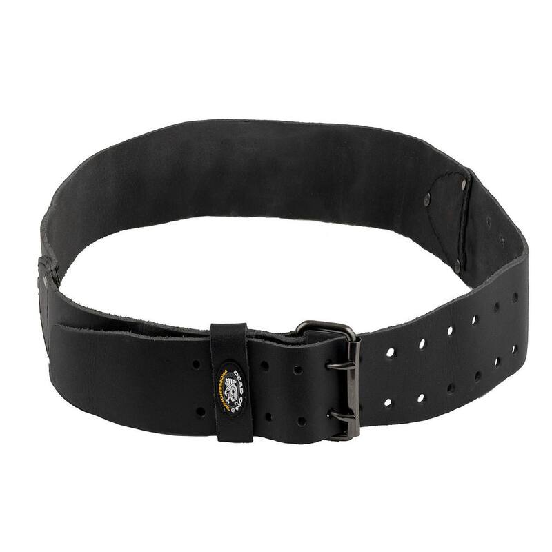 DEAD ON TOOLS 3 in. Wide Oil Tan Tool Belt in Black Saddle Leather with Double Tongue Roller Buckle - HD222222