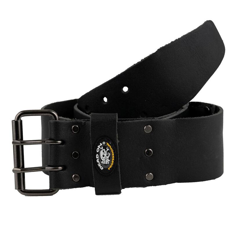DEAD ON TOOLS 3 in. Wide Oil Tan Tool Belt in Black Saddle Leather with Double Tongue Roller Buckle - HD222222