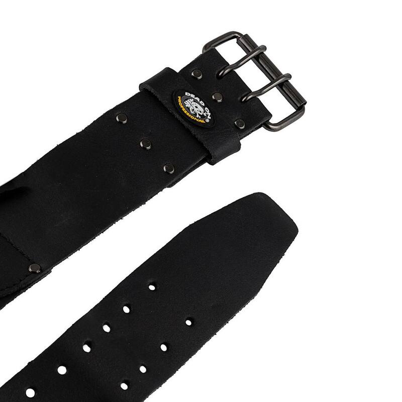 DEAD ON TOOLS 3 in. Wide Oil Tan Tool Belt in Black Saddle Leather with Double Tongue Roller Buckle - HD222222