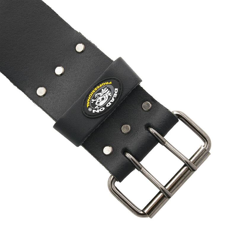 DEAD ON TOOLS 3 in. Wide Oil Tan Tool Belt in Black Saddle Leather with Double Tongue Roller Buckle - HD222222