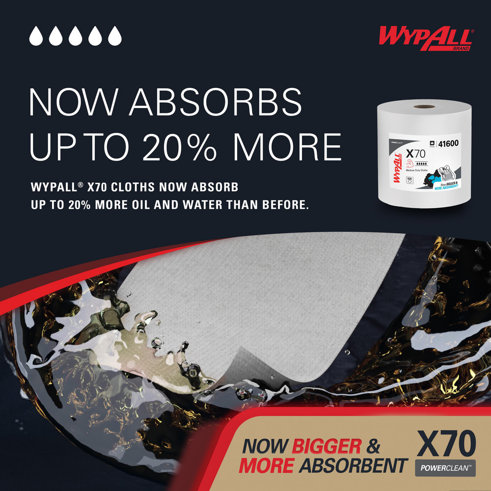 WypAll X70   Shop Towel/Industrial Wipes: Dry, 820 Ct - 41600