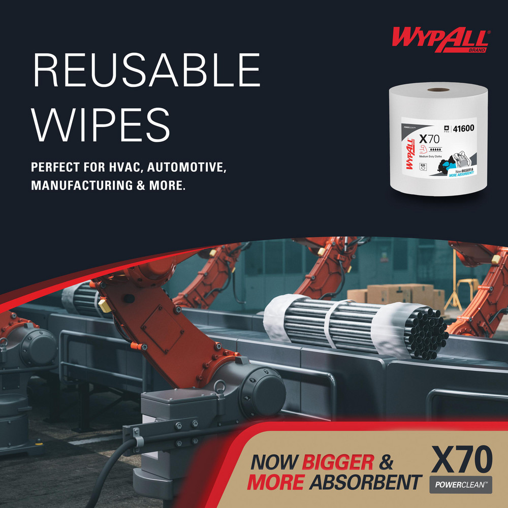 WypAll X70   Shop Towel/Industrial Wipes: Dry, 820 Ct - 41600