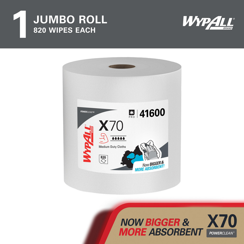 WypAll X70   Shop Towel/Industrial Wipes: Dry, 820 Ct - 41600