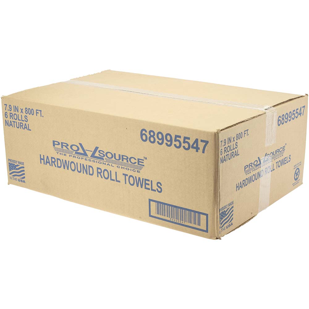 PRO-SOURCE Paper Towels: Hard Roll, 6 Rolls, 1 Ply, Recycled Fiber - 68995547