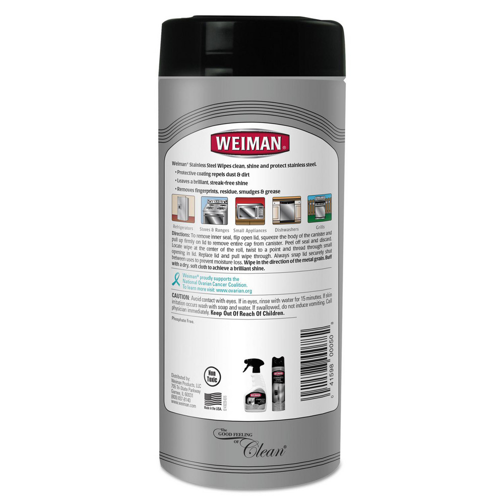 Weiman Weiman Stainless Steel Cleaner Wipes: Pre-Moistened, 30 Ct - WMN92CT