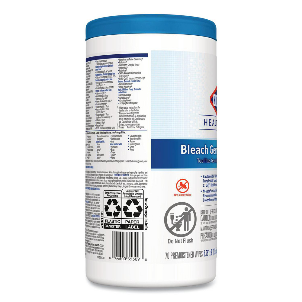 Clorox Healthcare Clorox Healthcare Disinfecting Wipes: Pre-Moistened, 70 Ct - CLO35309