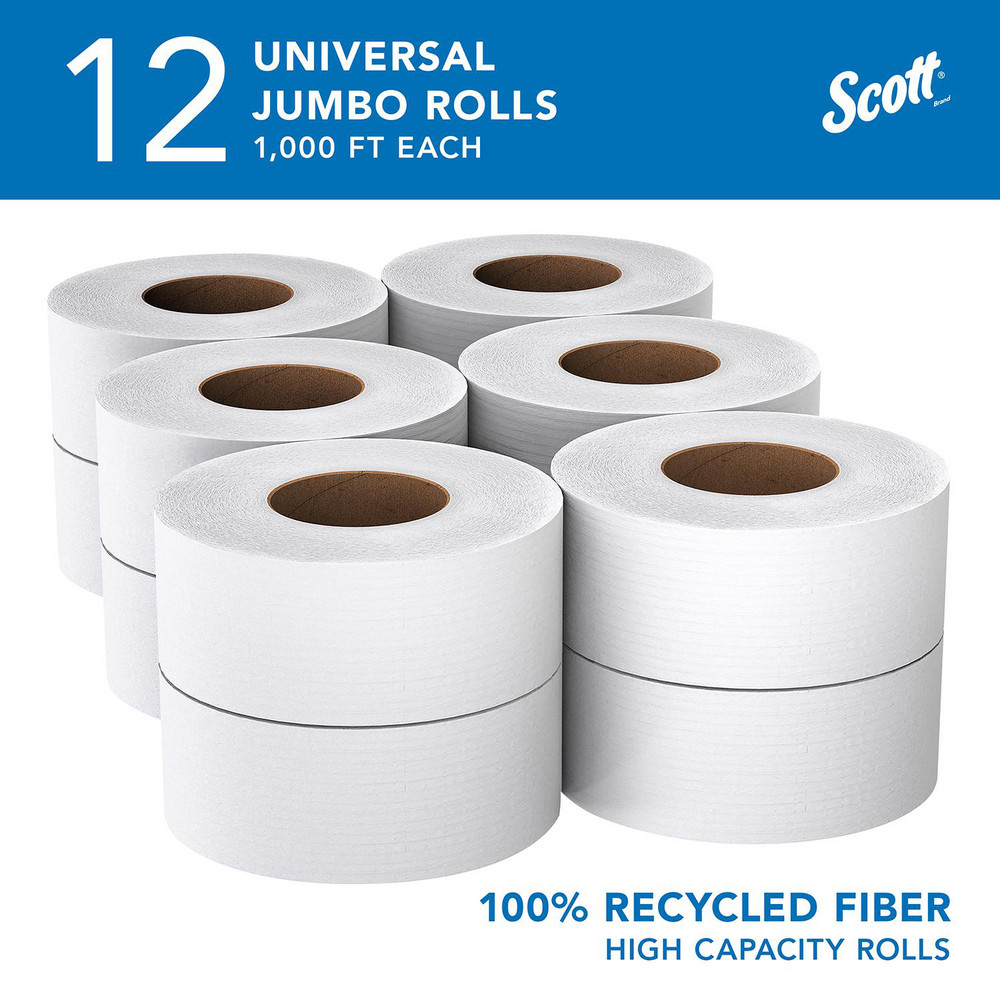 Scott Scott Essential Jumbo Roll (JR) Commercial Toilet Paper (67805), 100% Recycled Fiber, 2-ply, White - 67805