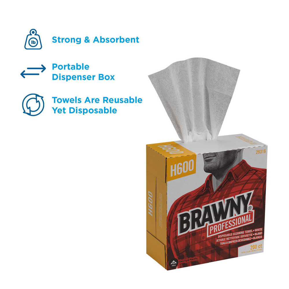 Brawny Professional Brawny Professional H600 Disposable Cleaning Towels, Tall Box, White - 29316