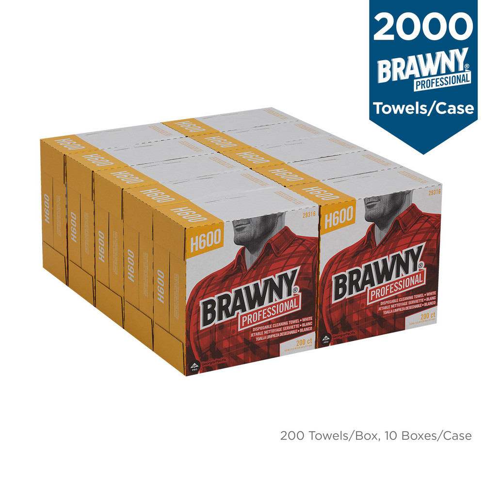 Brawny Professional Brawny Professional H600 Disposable Cleaning Towels, Tall Box, White - 29316