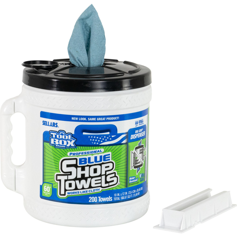 Sellars TOOLBOX Shop Towels: Dry, 200 Sheets/Bucket, Big Grip Center-Pull Bucket, 12.0" x 10.0", Blue - 55208